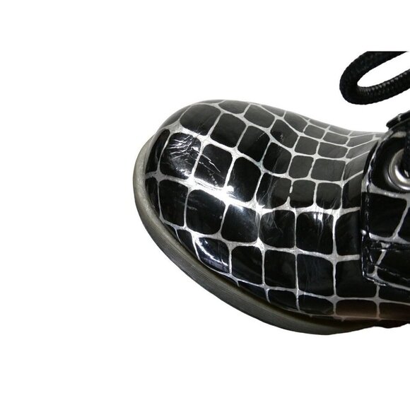 Dr Martens Heeled Laced Booties Shoes Size 6 Danielle‎ 3" heel Black Silver - Picture 9 of 10